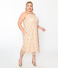  Champagne Sequin Fringe Midi Dress