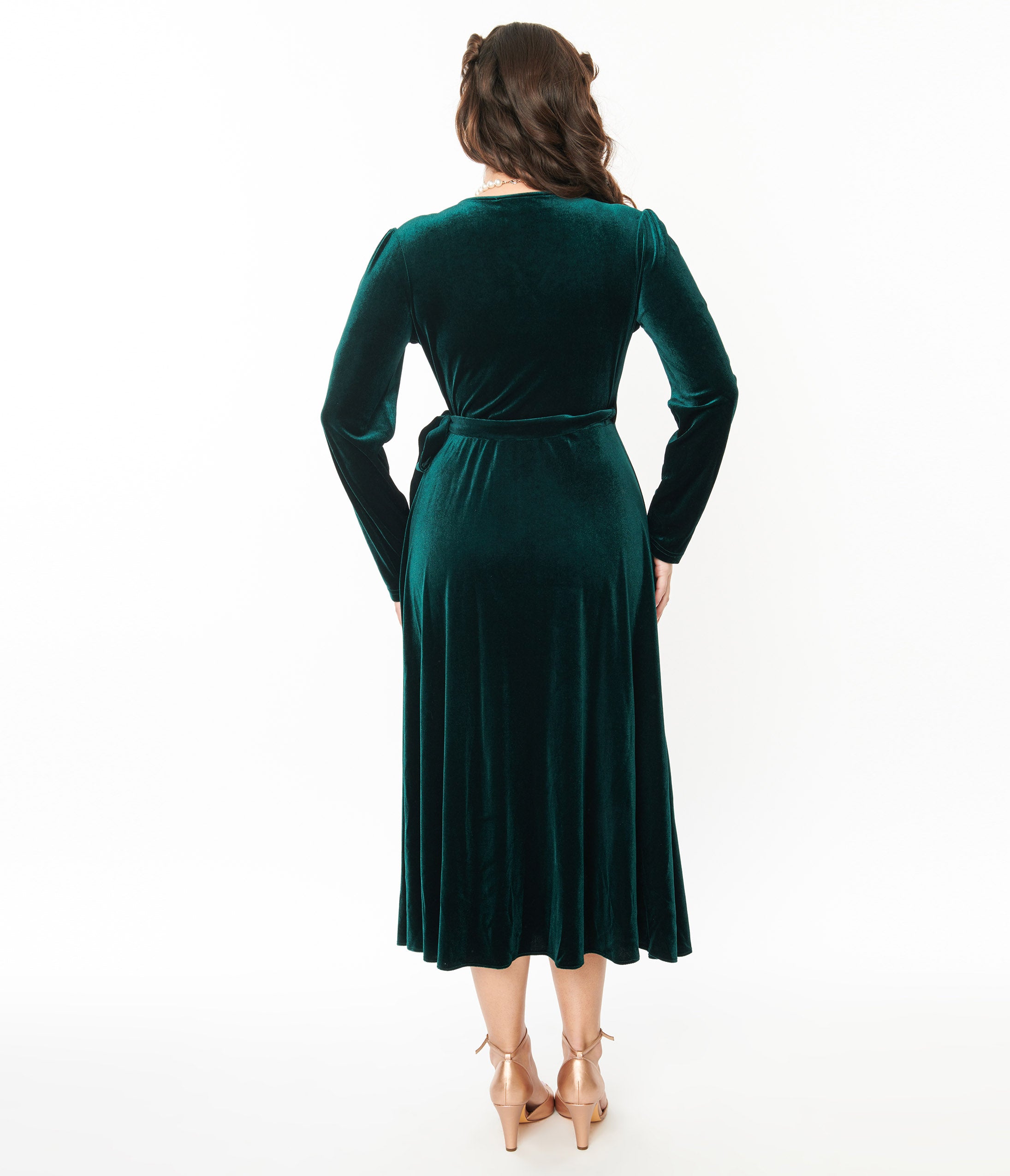  Collectif Green Velvet Kendra Wrap Dress
