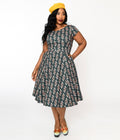  Collectif Green Wallflower Striped Swing Dress
