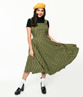  Collectif Green & White Checked Eloise Acres Swing Dress