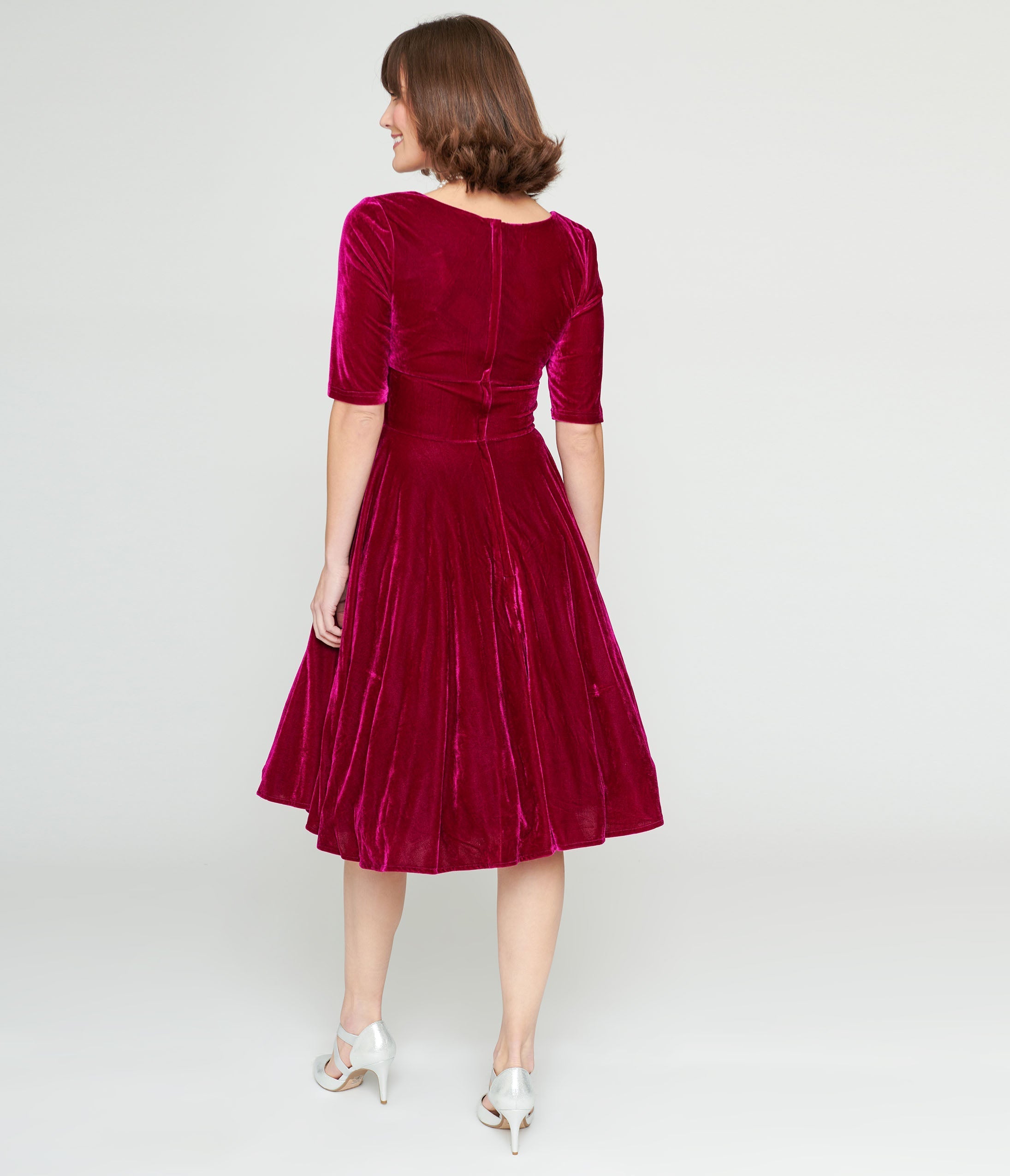  Collectif Plum Velvet Trixie Flare Dress