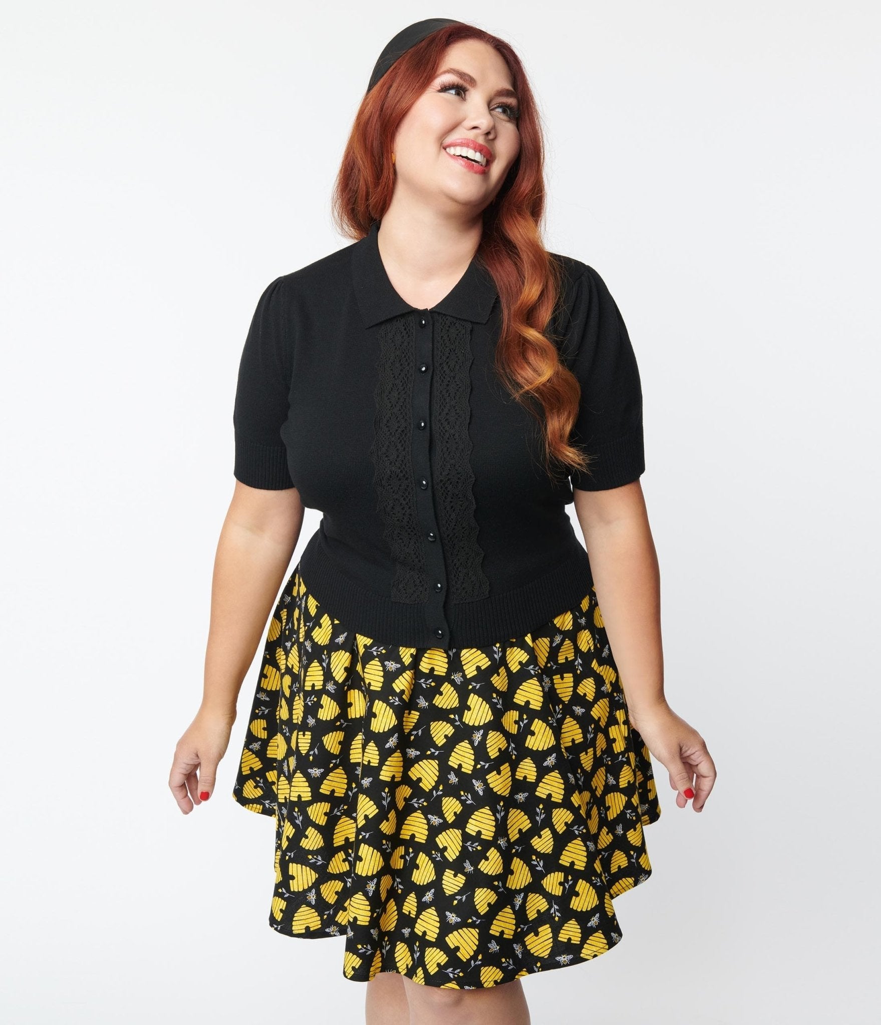  Collectif Plus Size Black & Lace Aliana Cardigan