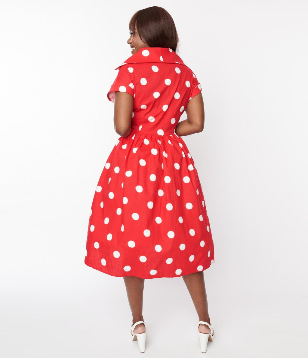  Collectif Red & White Polka Dot Judy Swing Dress