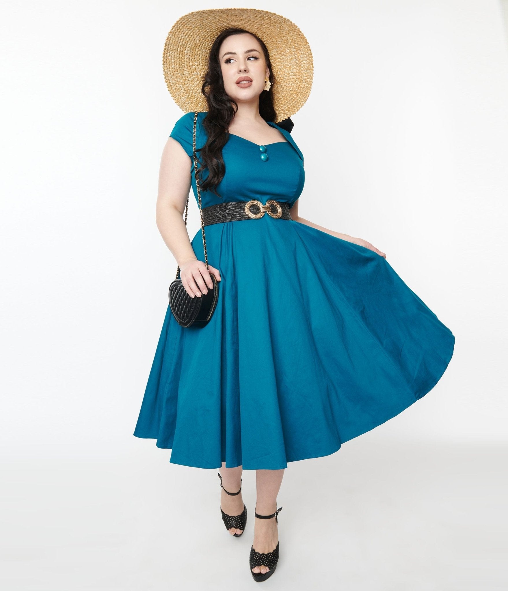  Collectif Teal Nell Swing Dress