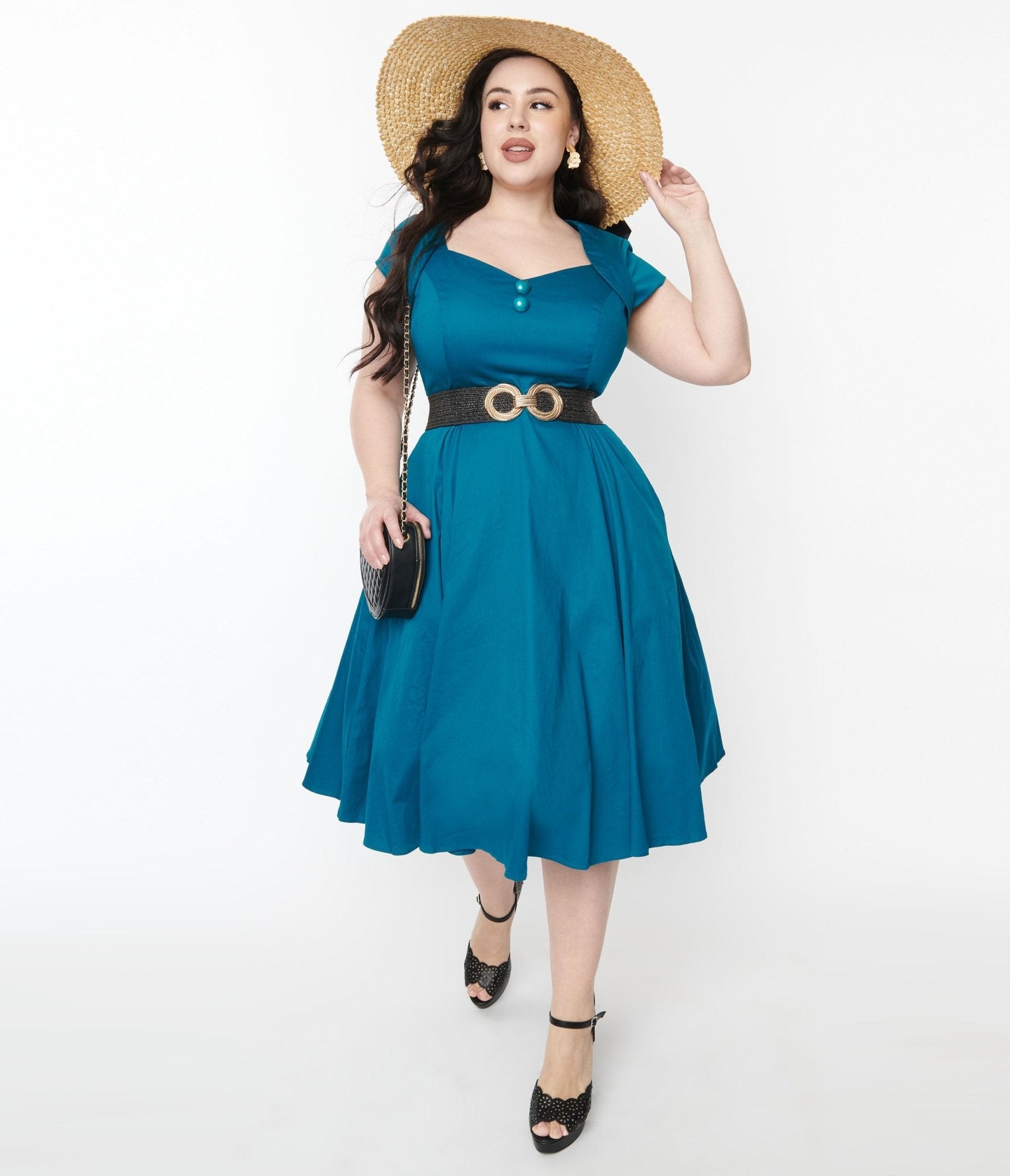  Collectif Teal Nell Swing Dress