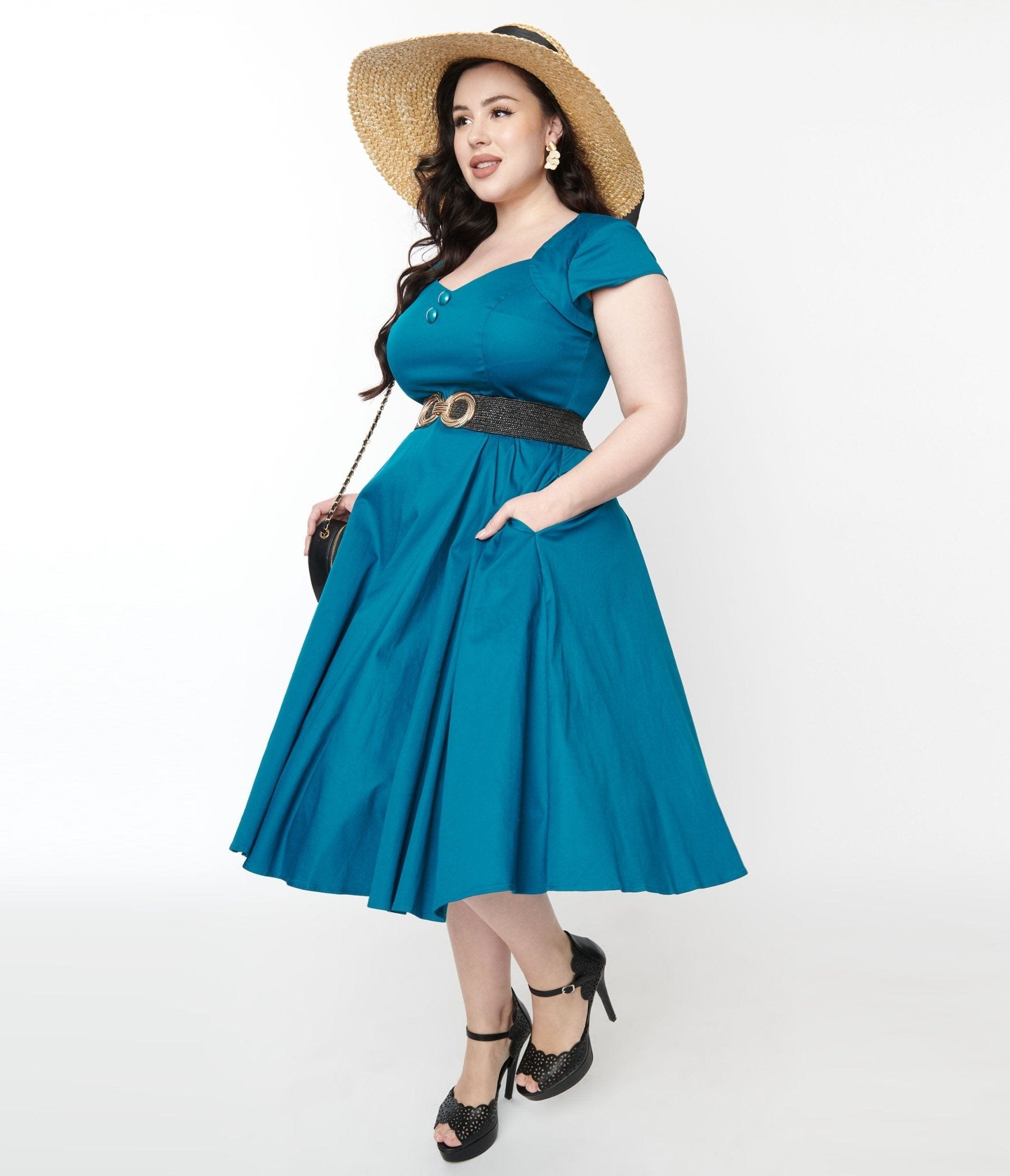  Collectif Teal Nell Swing Dress