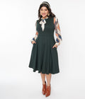  Deep Teal & Multicolor Geometric Swing Dress