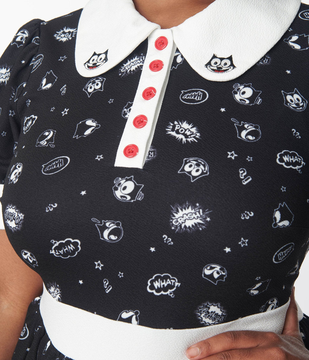  Felix The Cat X Unique Vintage Felix Comic Flare Dress