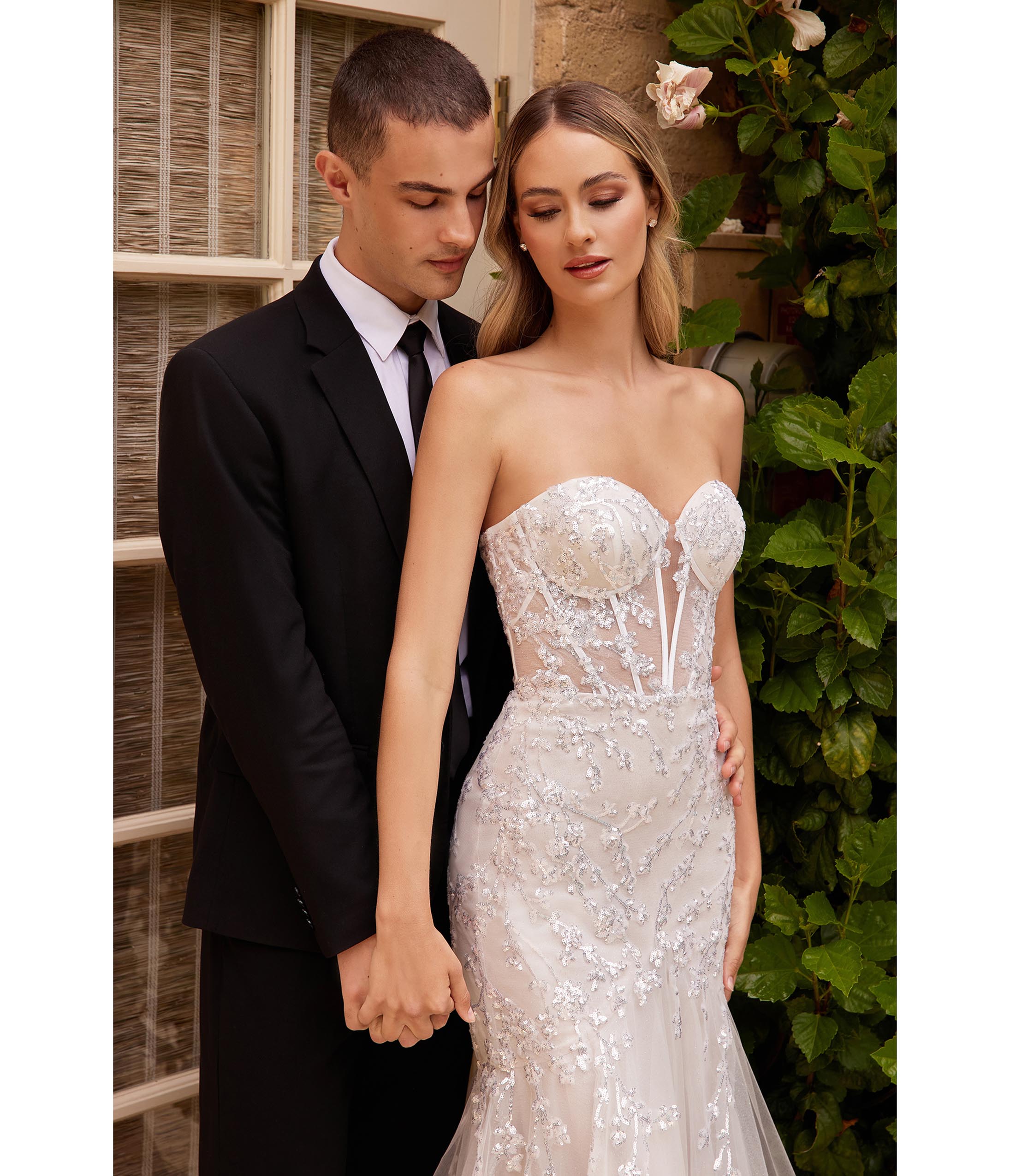  Cinderella Divine French White Floral Embellished Mermaid Bridal Gown