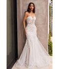  Cinderella Divine French White Floral Embellished Mermaid Bridal Gown