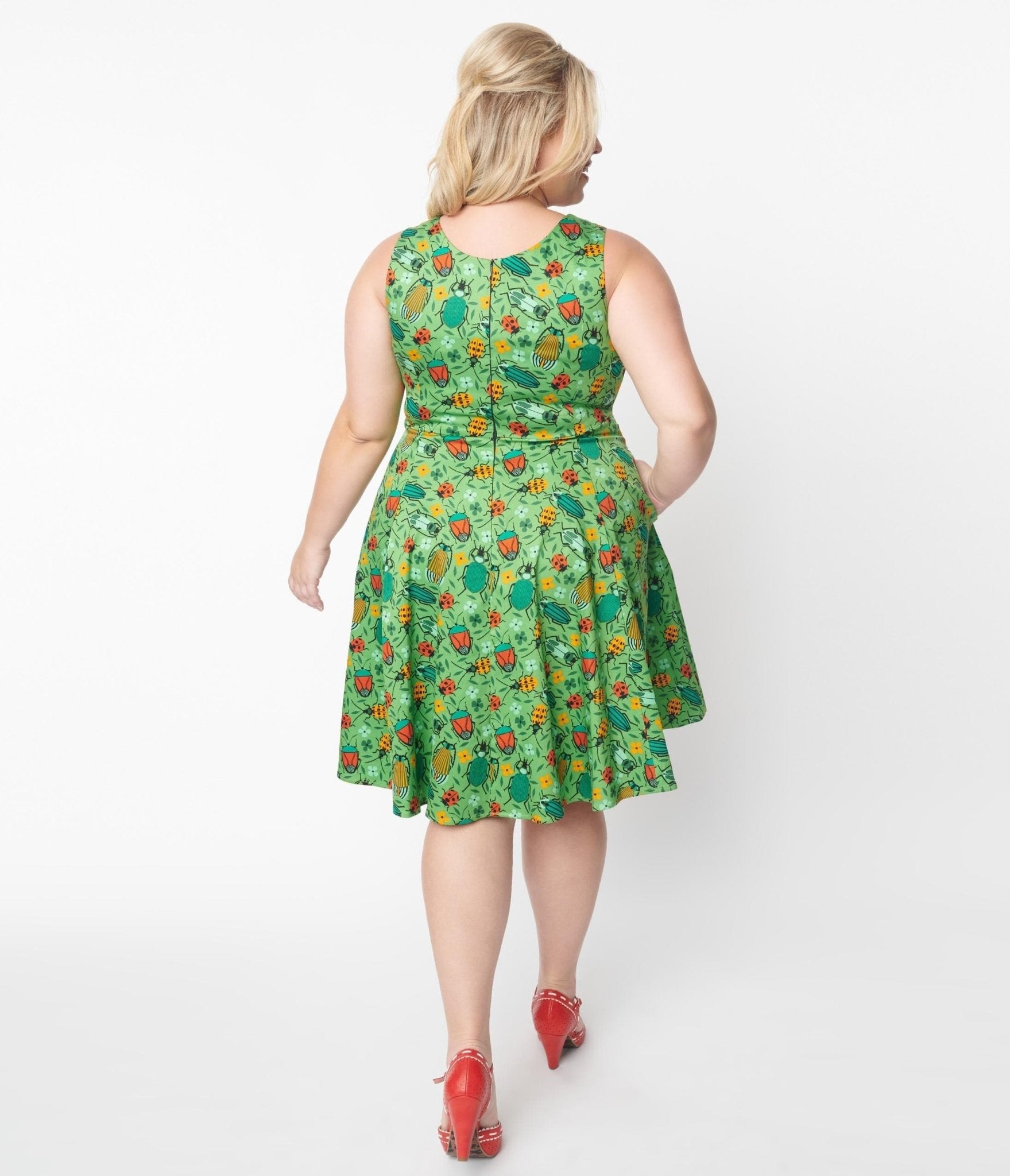  Green Bugs In The Garden Swing Dress