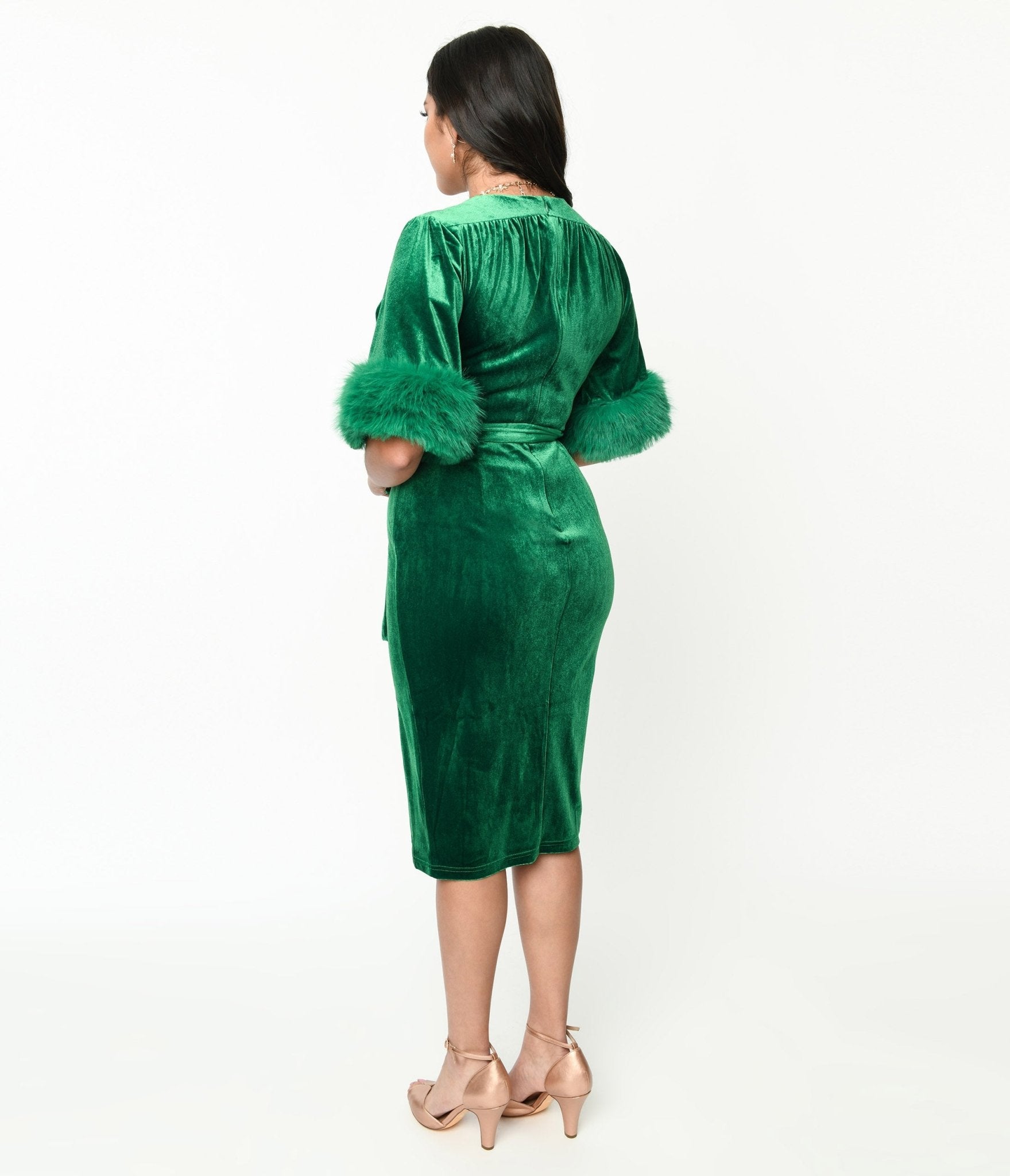  Green Velvet Fifth Avenue Wrap Wiggle Dress