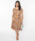  Grey & Orange Hedgehog Bella Swing Dress