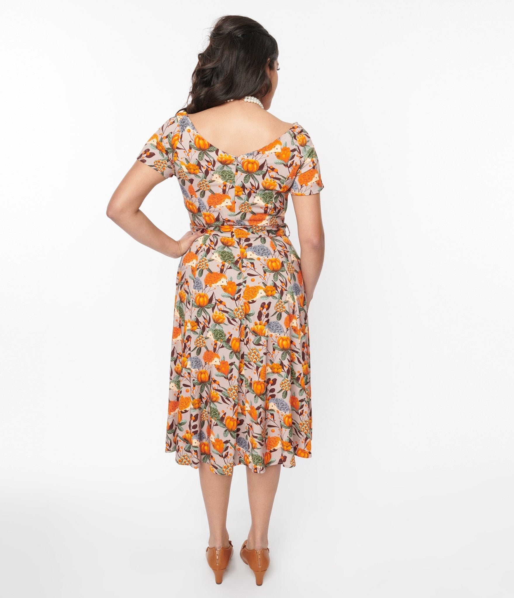  Grey & Orange Hedgehog Bella Swing Dress