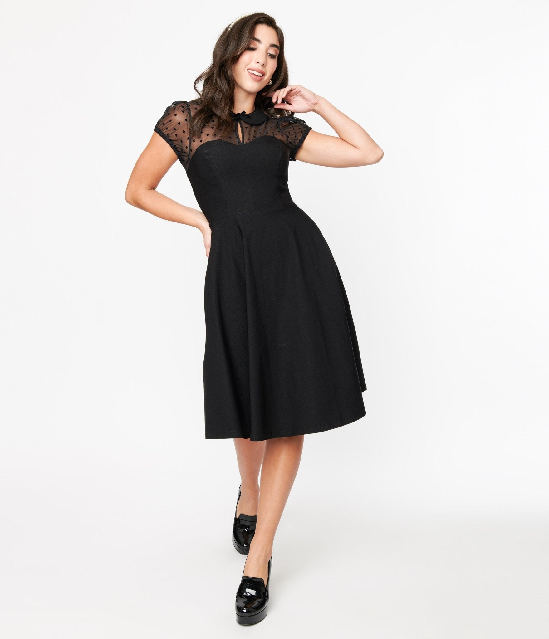  Hell Bunny Black Columbina Fit & Flare Dress
