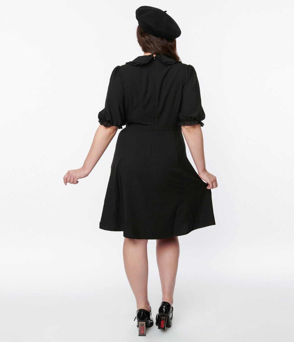  Hell Bunny Black & Ivy Flare Dress