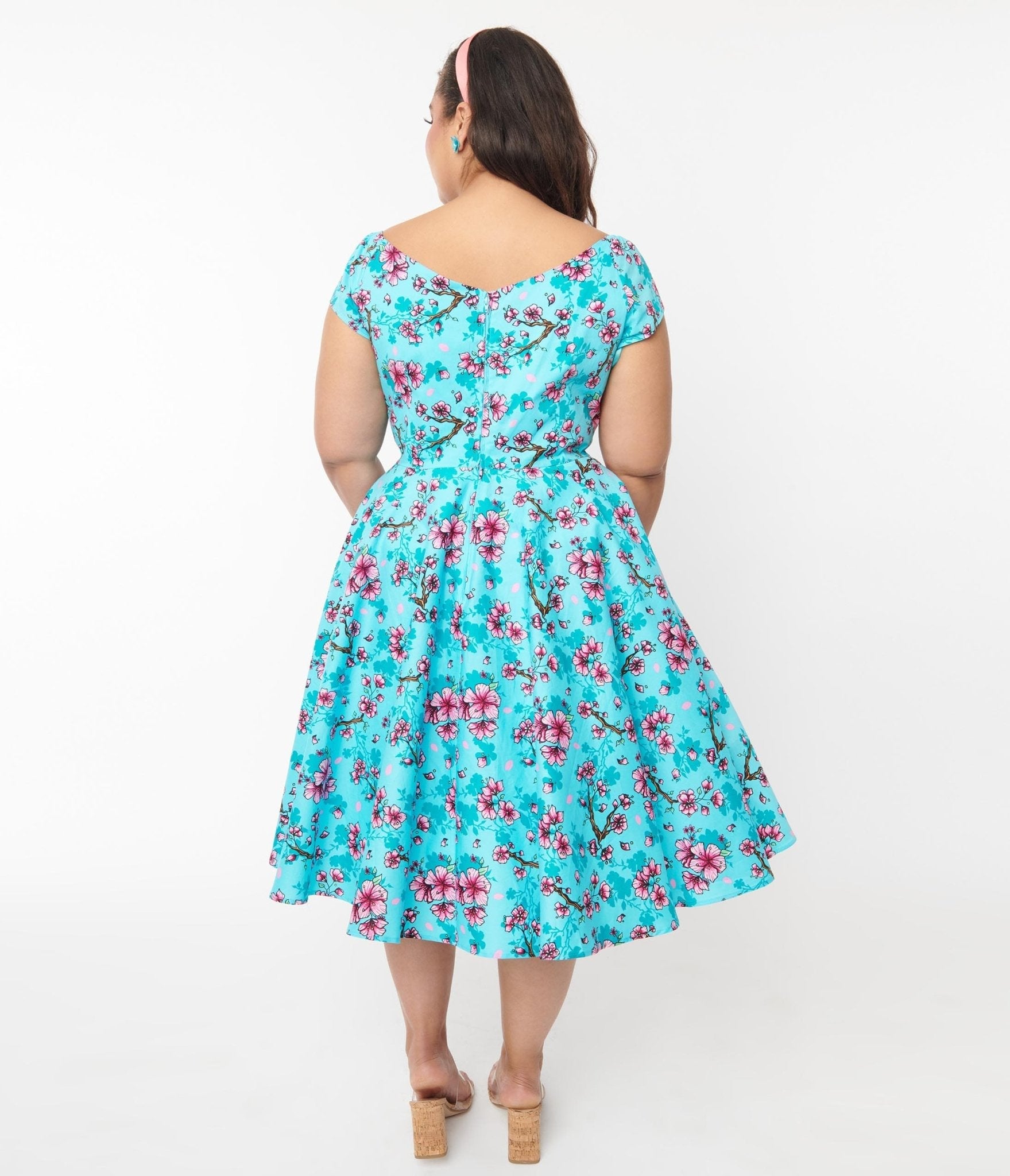  Hell Bunny Blue & Pink Floral Louella Dress