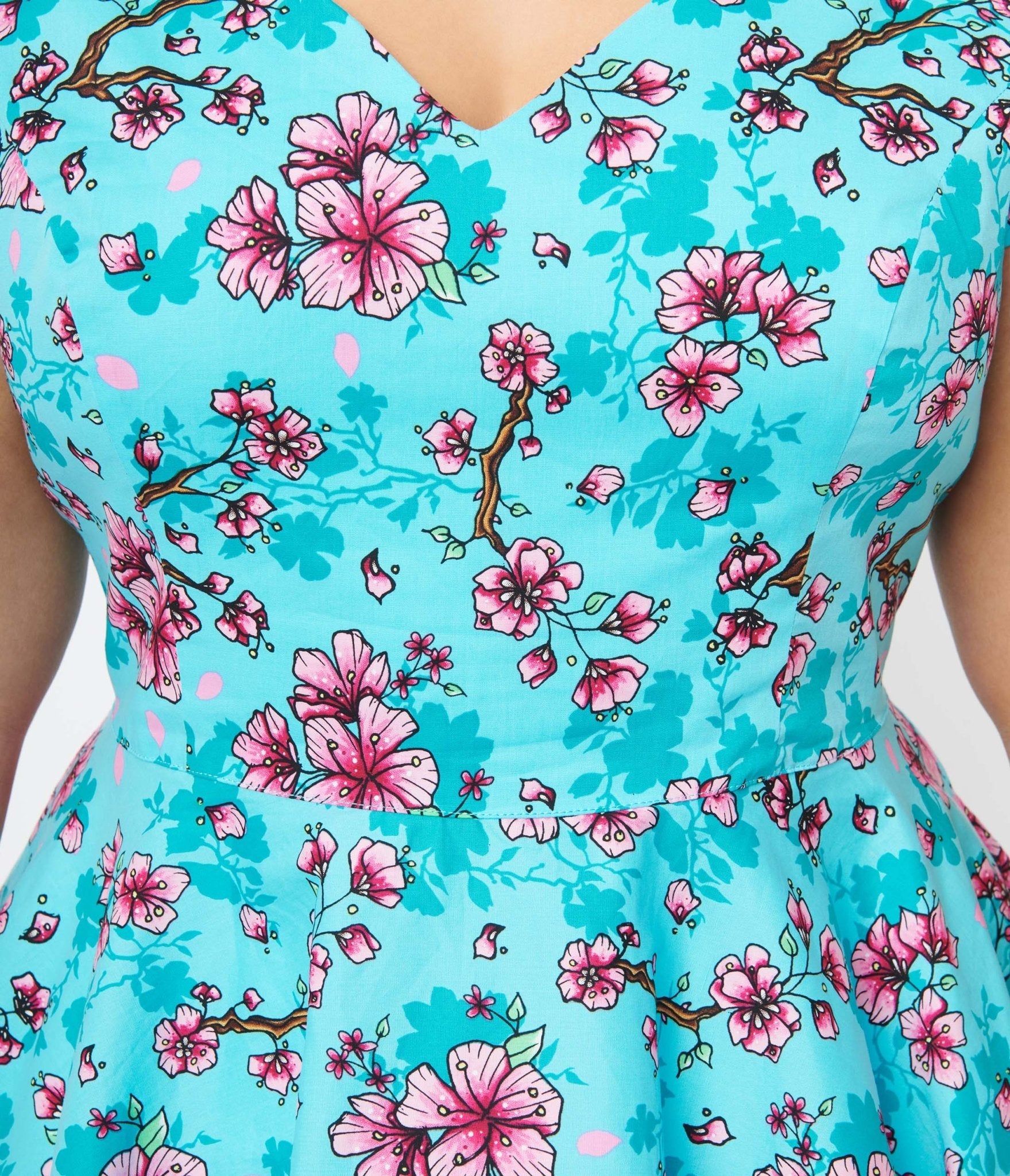  Hell Bunny Blue & Pink Floral Louella Dress
