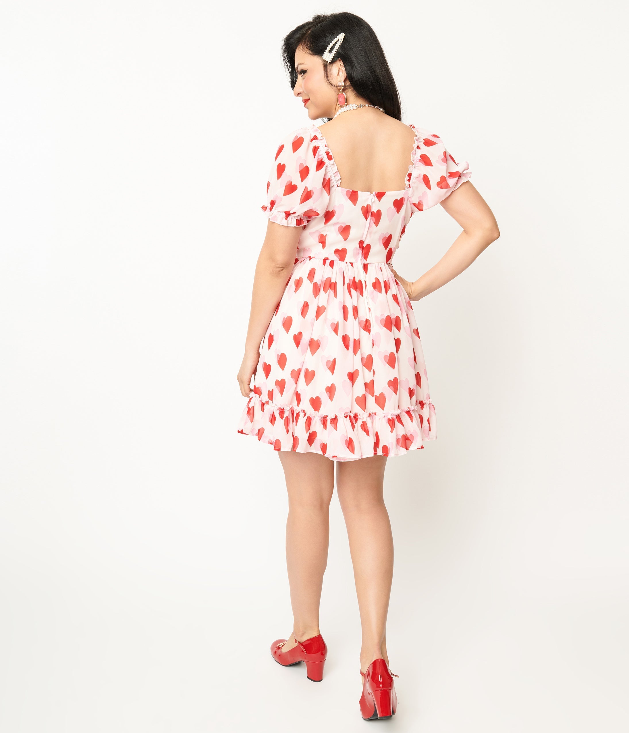  Hell Bunny Pink & Red Heart Aphrodite Mini Dress