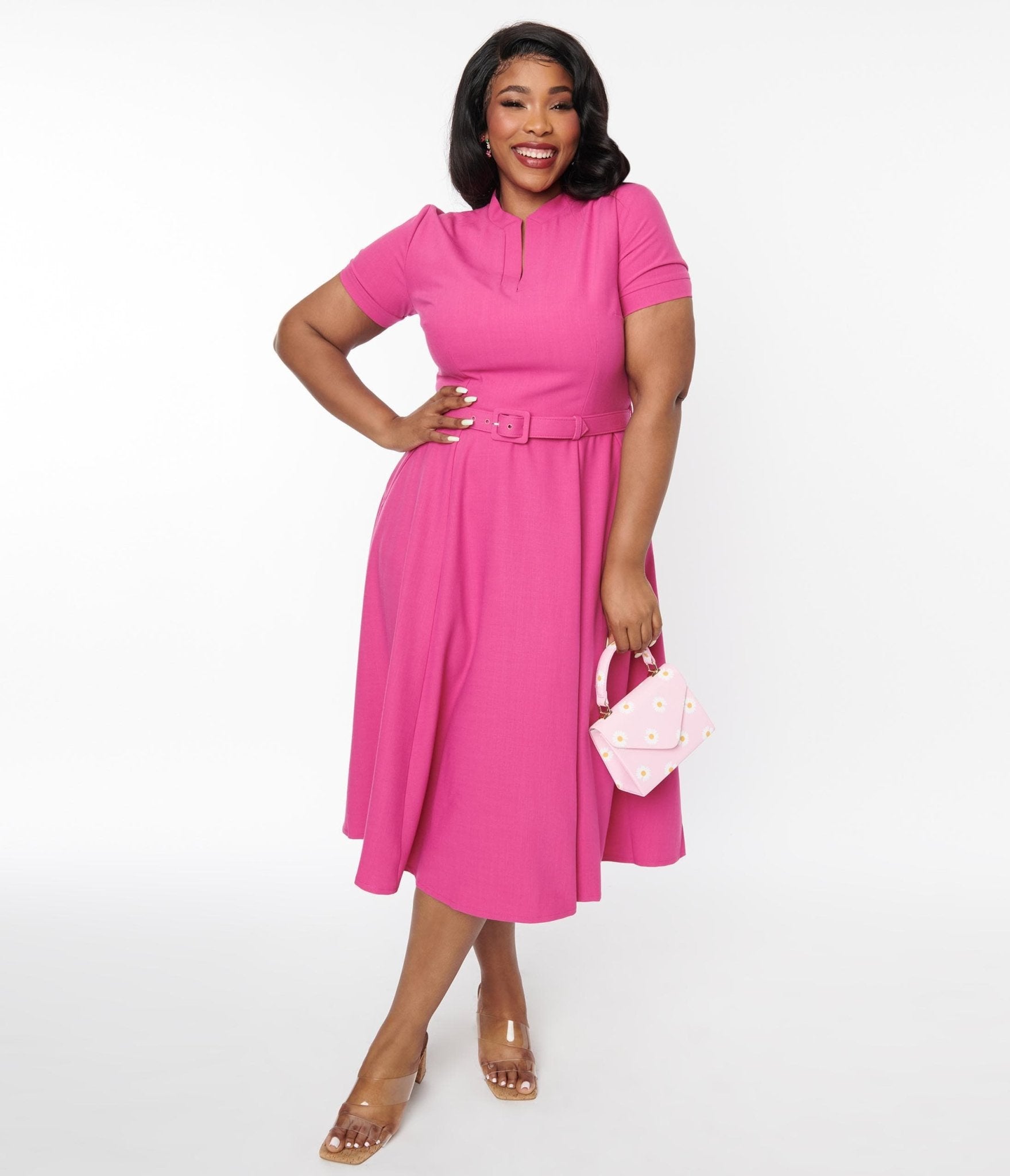  Hot Pink Bonnie Swing Dress