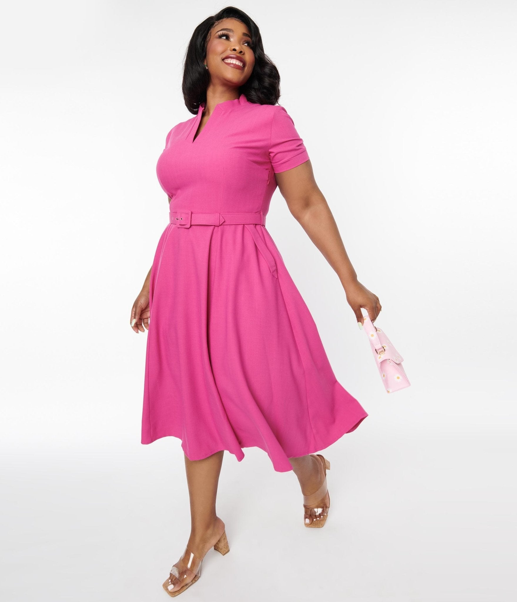  Hot Pink Bonnie Swing Dress