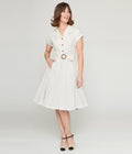  Ivory & Black Polka Dot Flare Dress