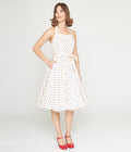  Ivory & Candy Dot Halter Swing Dress