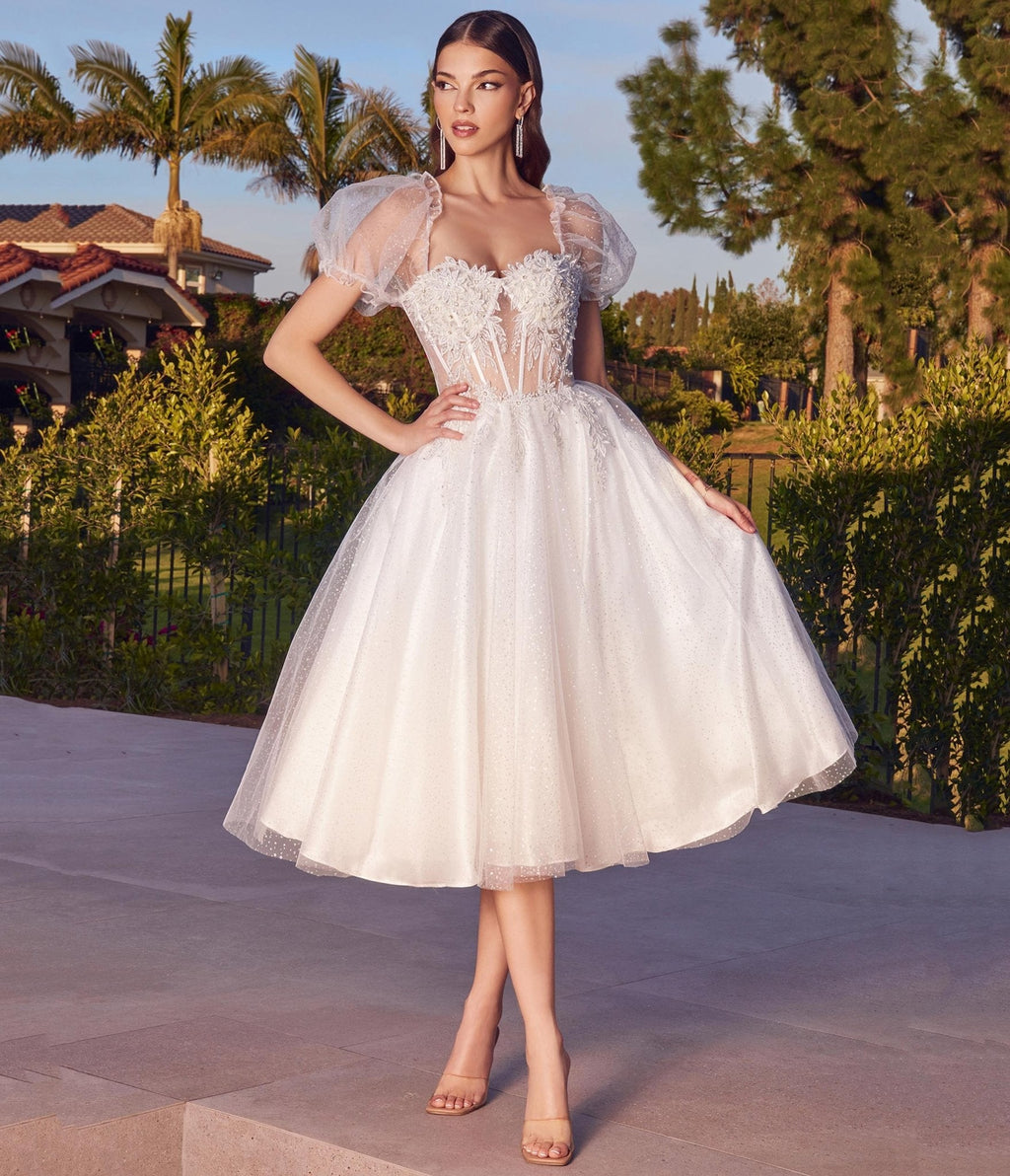  Cinderella Divine Ivory Glitter Floral Swing Bridesmaid Dress