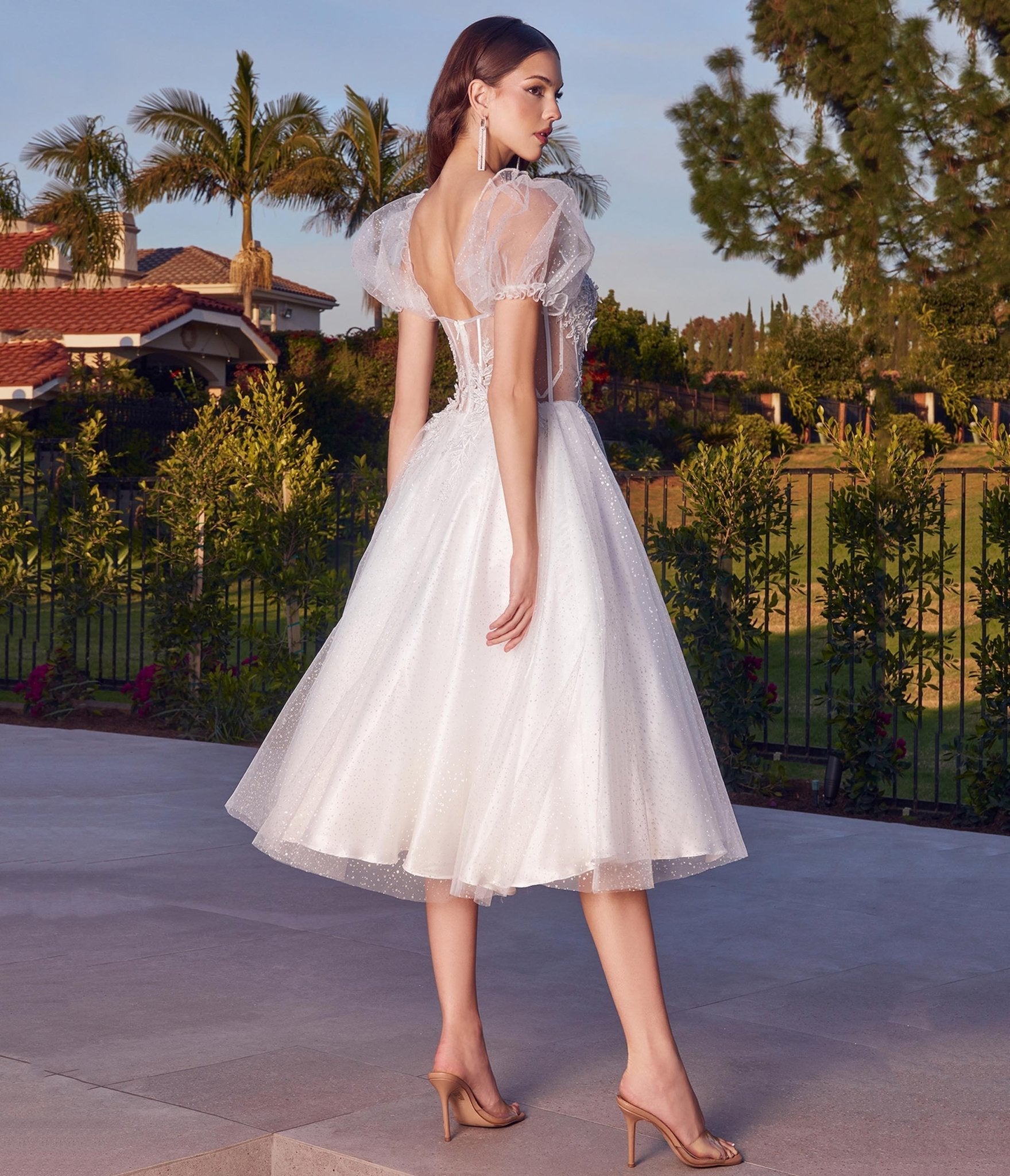  Cinderella Divine Ivory Glitter Floral Swing Bridesmaid Dress