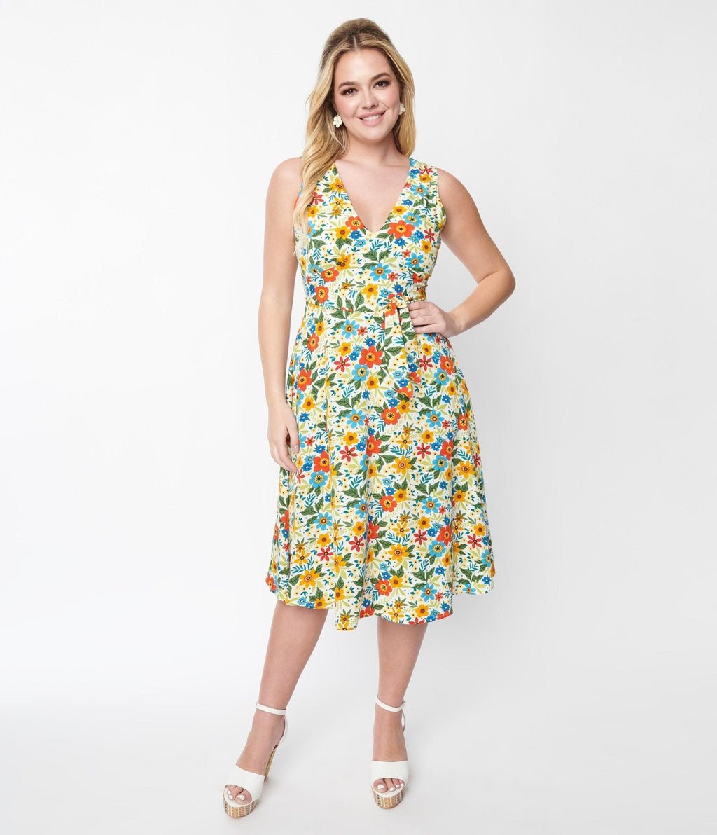  Ivory Wild Garden Swing Dress