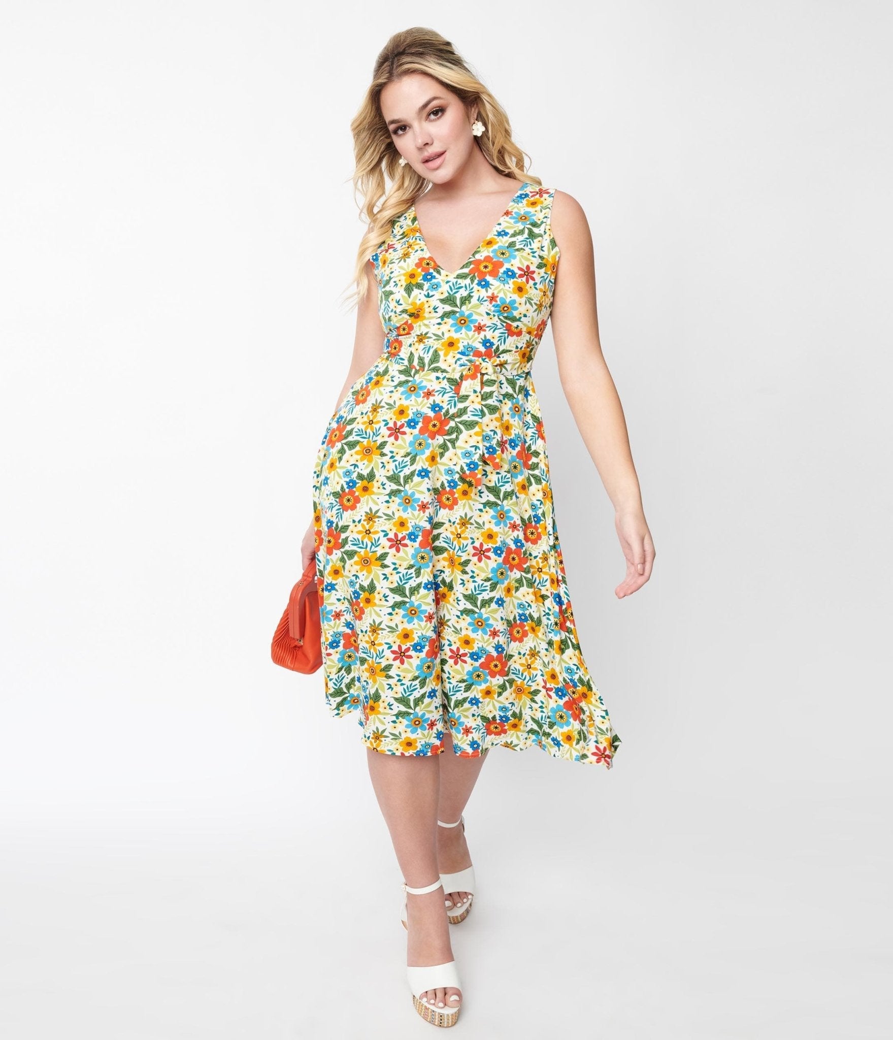  Ivory Wild Garden Swing Dress