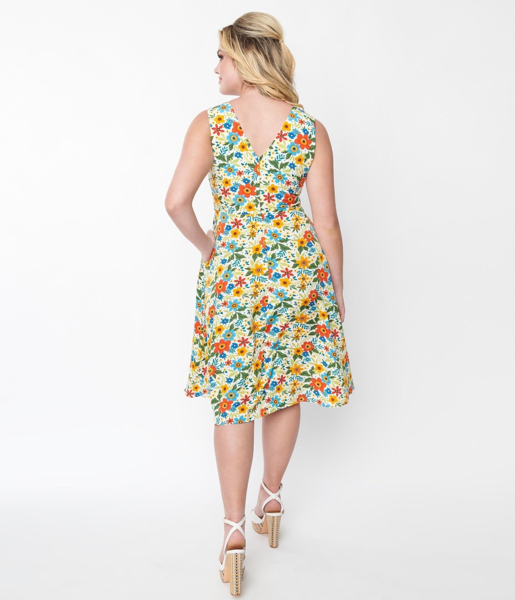  Ivory Wild Garden Swing Dress