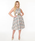  Light Blue Christmas Party Swing Dress