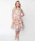  Light Peach Floral Swing Dress