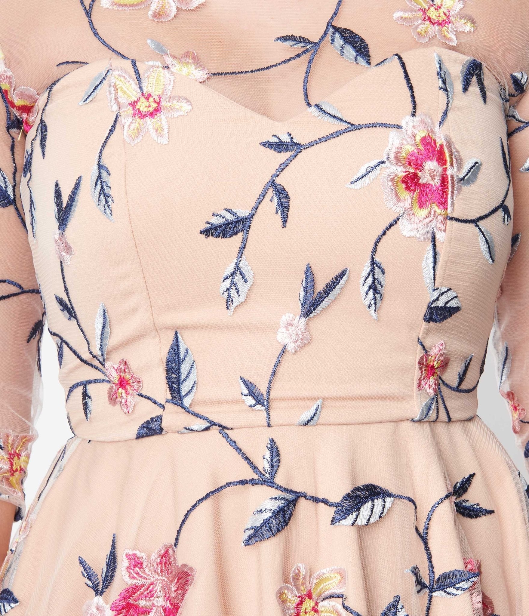  Light Peach Floral Swing Dress