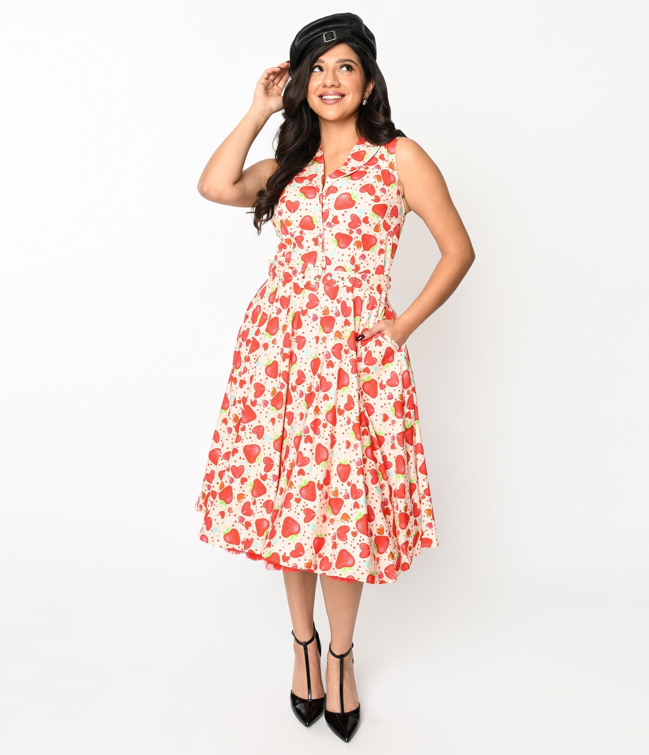  Light Pink Strawberry Love Swing Dress