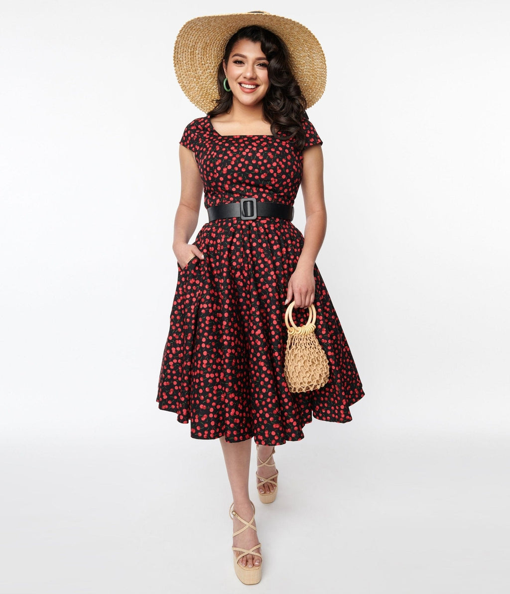  Magnolia Place Black & Cherry Anna Swing Dress