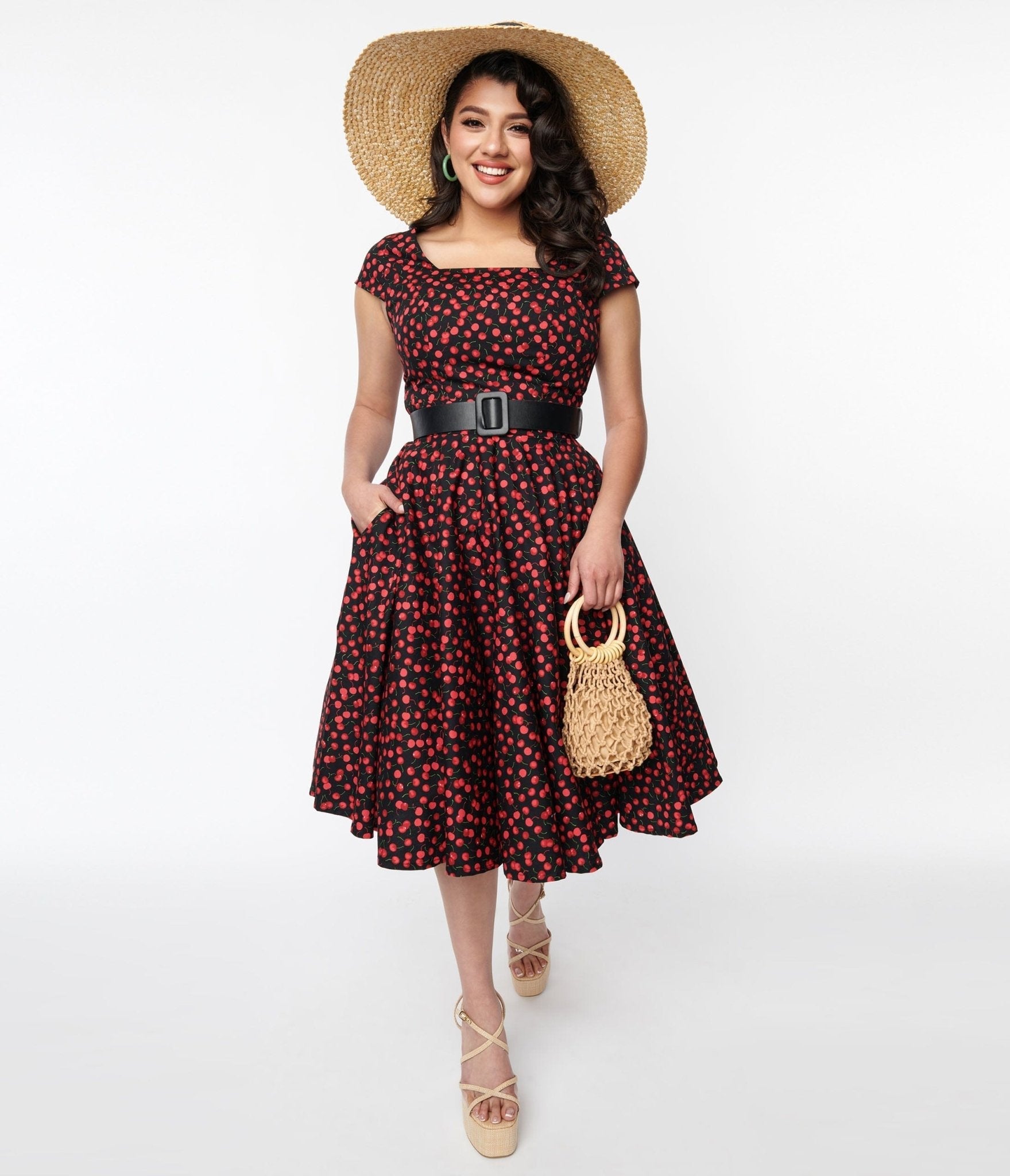  Magnolia Place Black & Cherry Anna Swing Dress