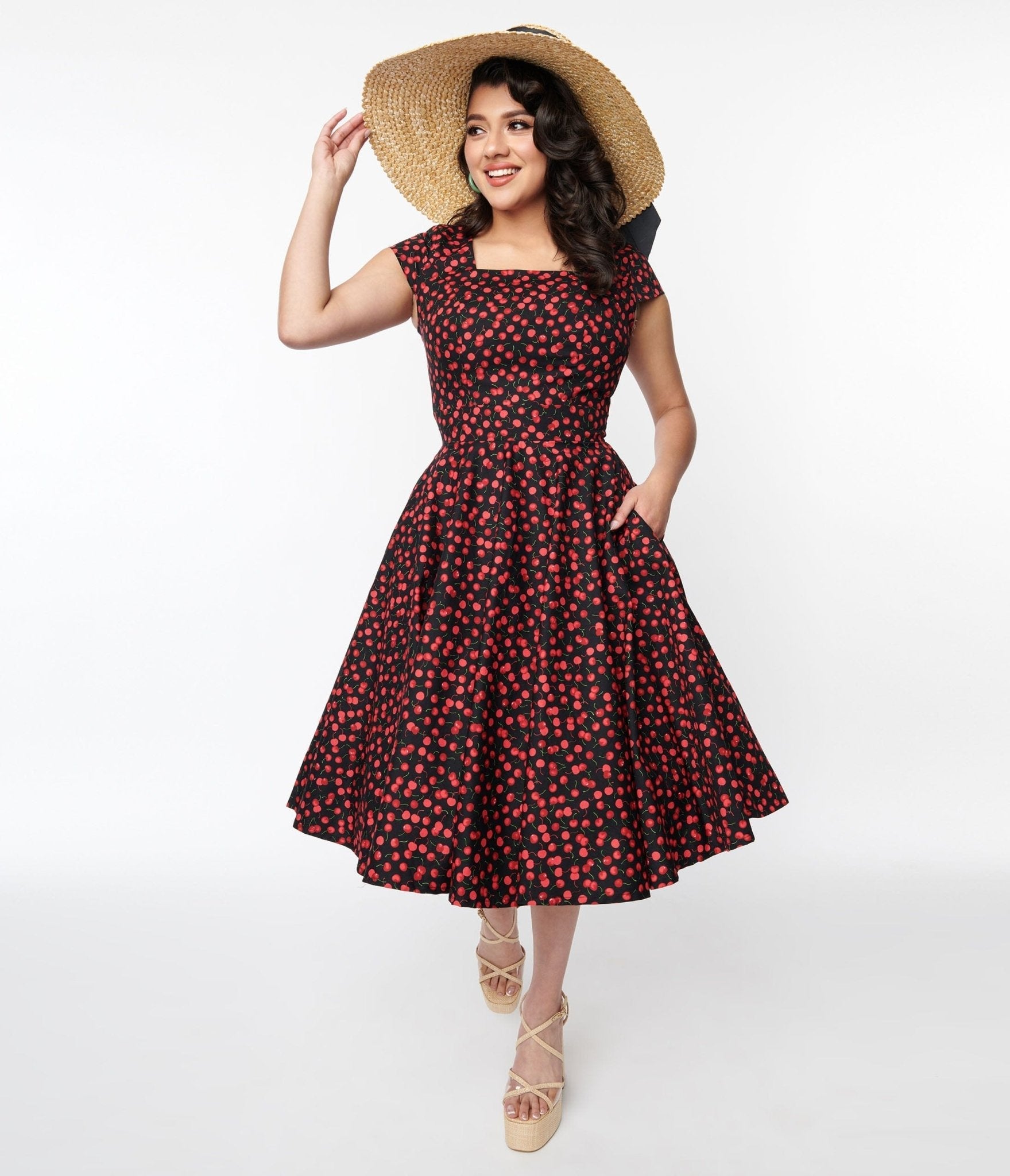  Magnolia Place Black & Cherry Anna Swing Dress