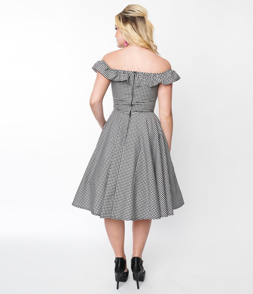  Magnolia Place Black Gingham Barbara Swing Dress