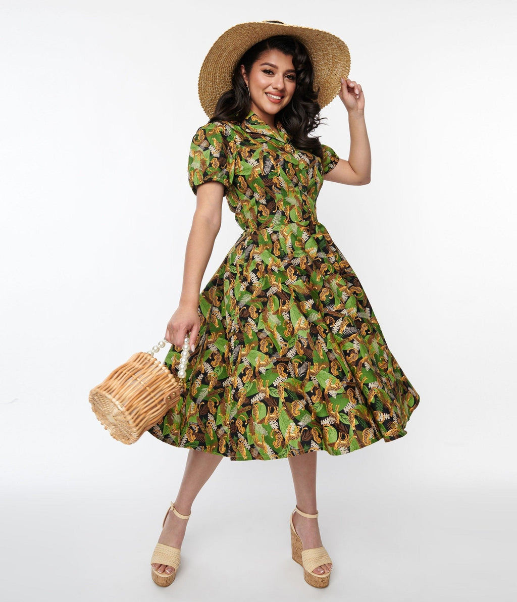  Magnolia Place Black Jungle Mona Swing Dress