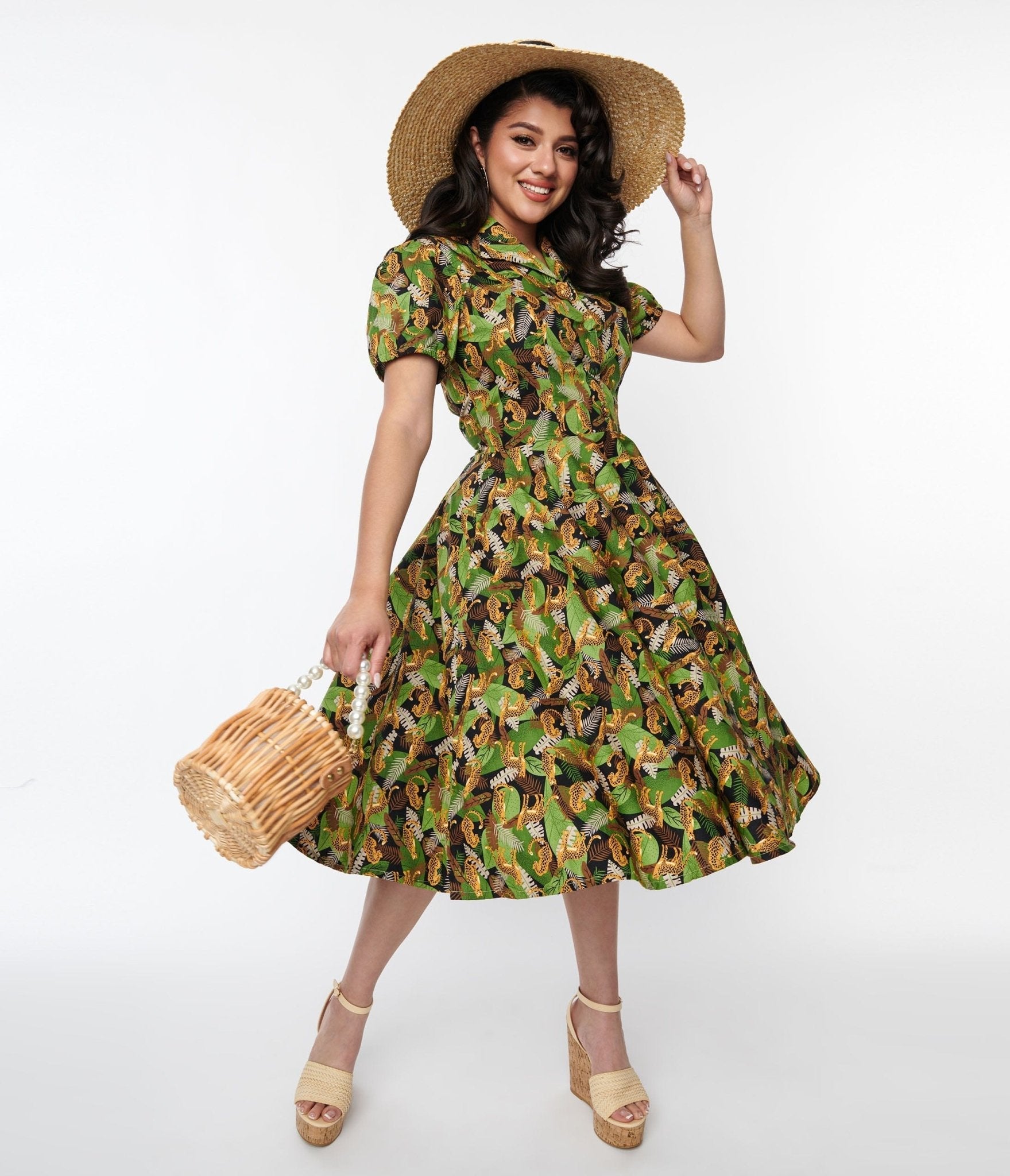  Magnolia Place Black Jungle Mona Swing Dress