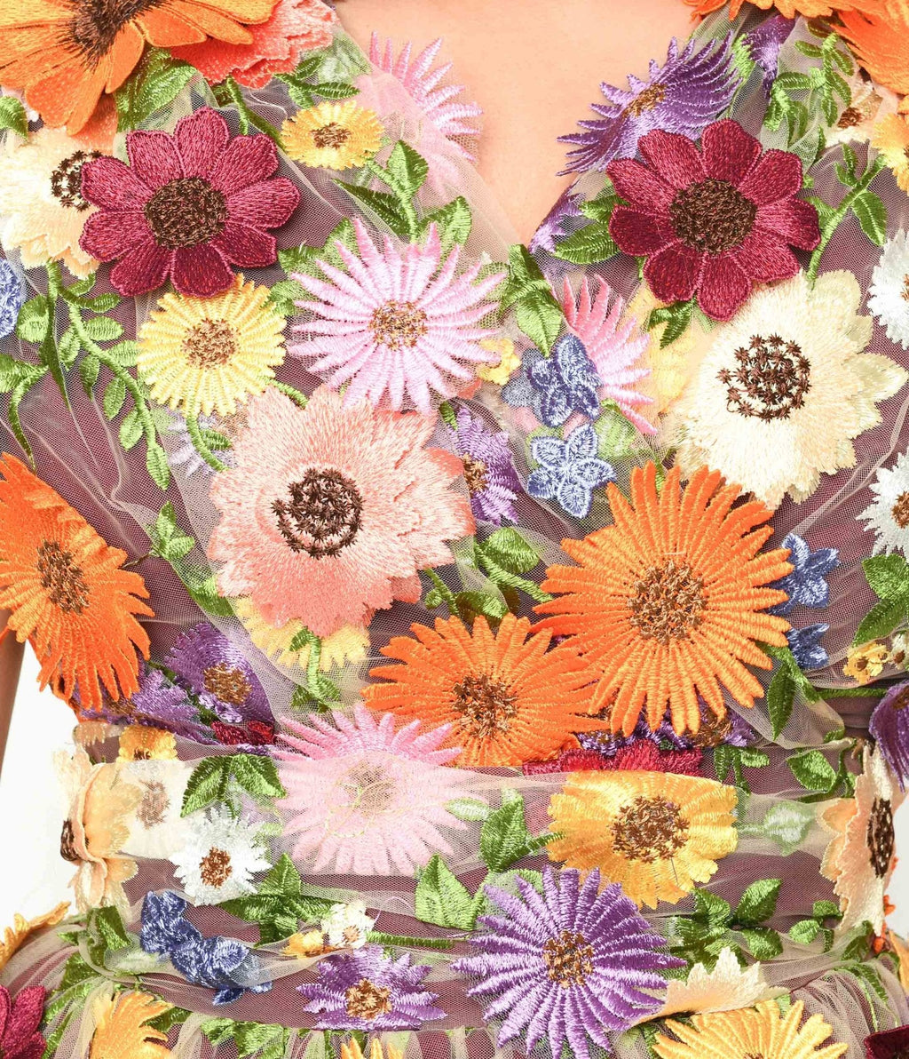  Magnolia Place Burgundy Flower Party Midori Swing Dress