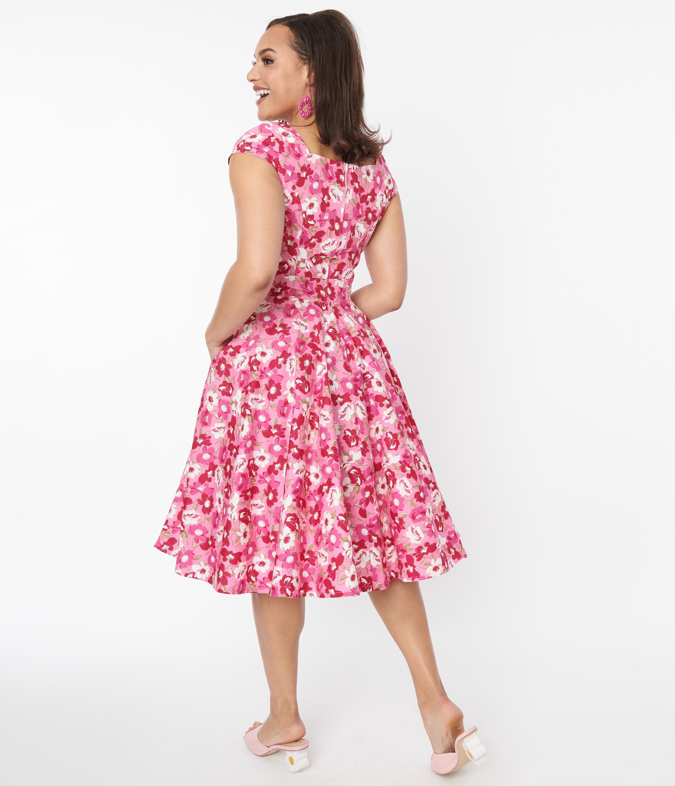  Magnolia Place Pink Floral Anna Swing Dress