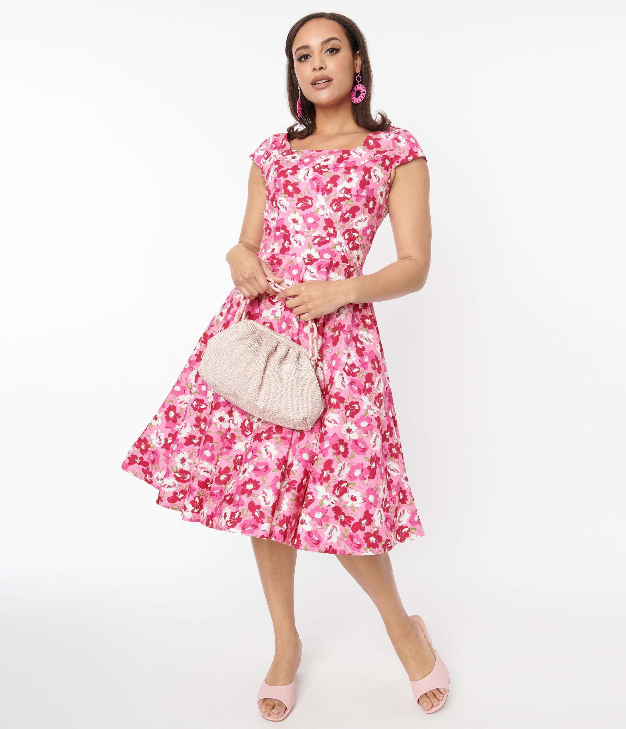  Magnolia Place Pink Floral Anna Swing Dress