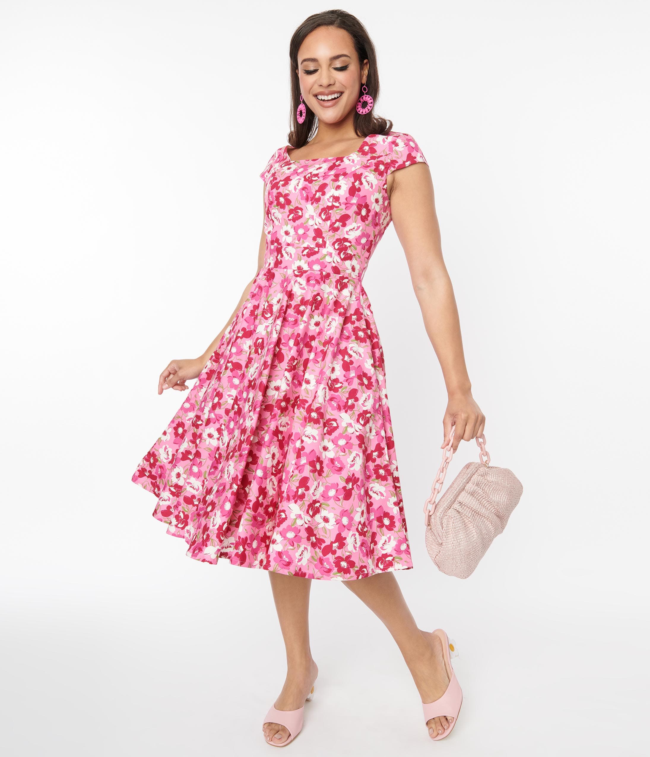  Magnolia Place Pink Floral Anna Swing Dress
