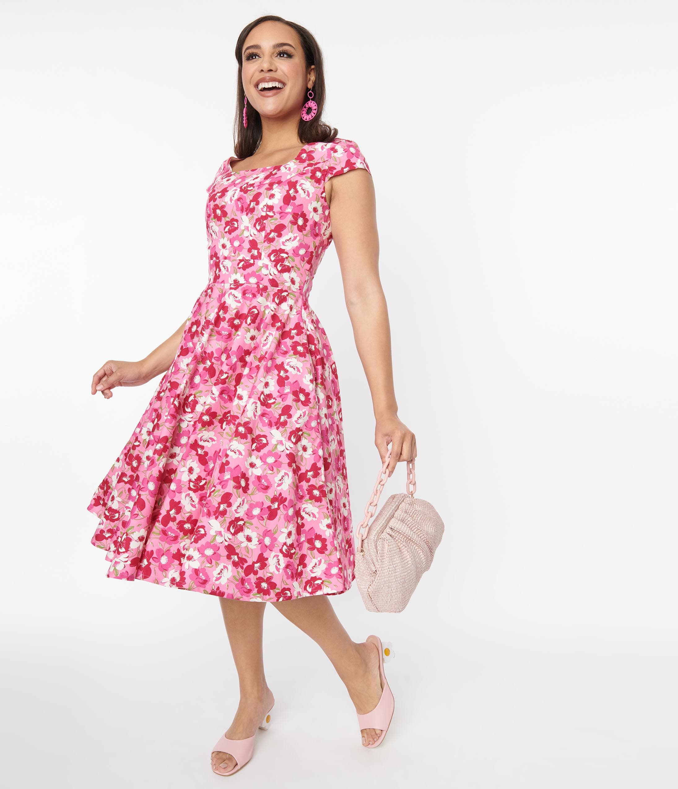  Magnolia Place Pink Floral Anna Swing Dress