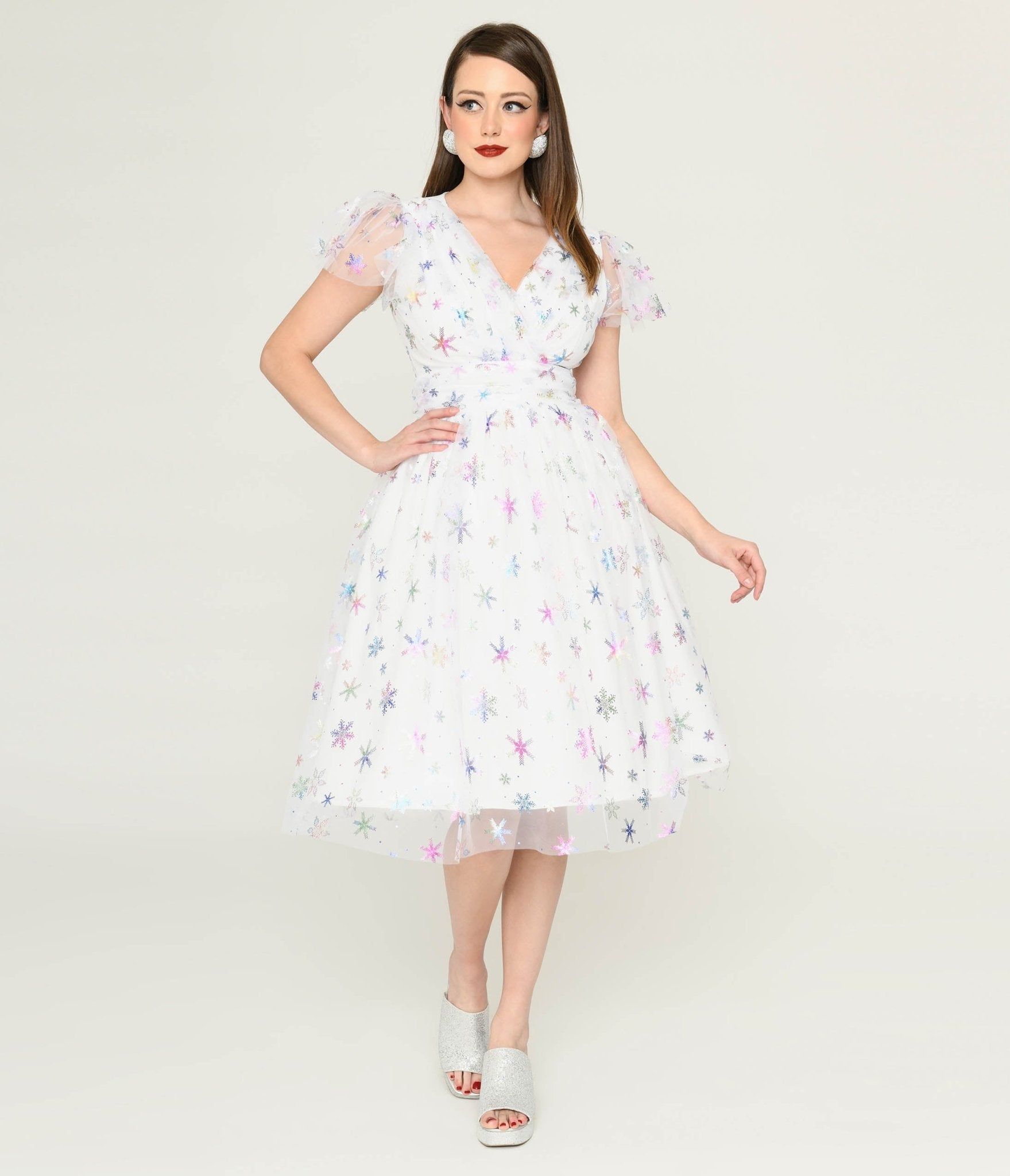  Magnolia Place White & Sparkle Snowflake Midori Dress