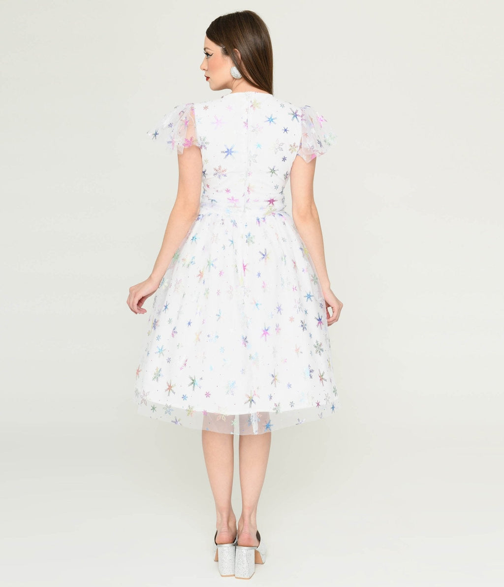  Magnolia Place White & Sparkle Snowflake Midori Dress