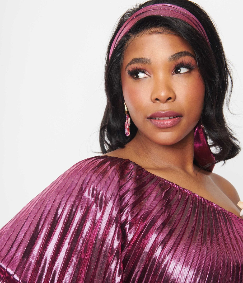  Metallic Magenta Pleated Caftan